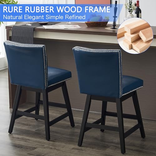 White Upholstered Swivel Bar Stools Set of 2 Z79013