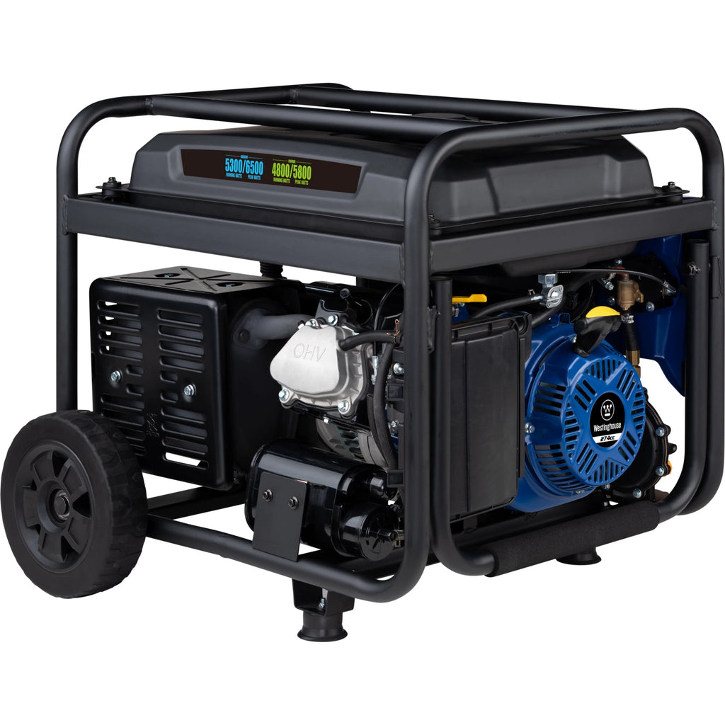 6500 Peak Watt Dual Fuel Portable Generator with CO Sensor and Wheel Kit A61162
