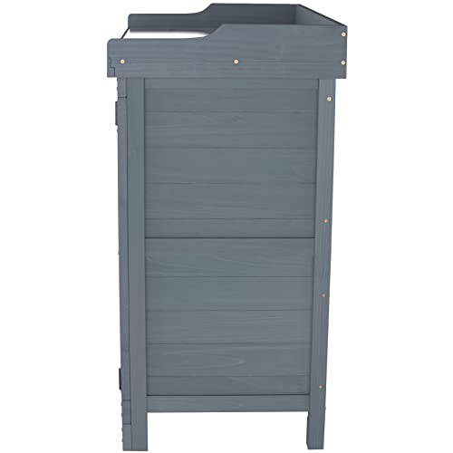 Natural Wooden Storage Cabinet with Potting Bench X70604