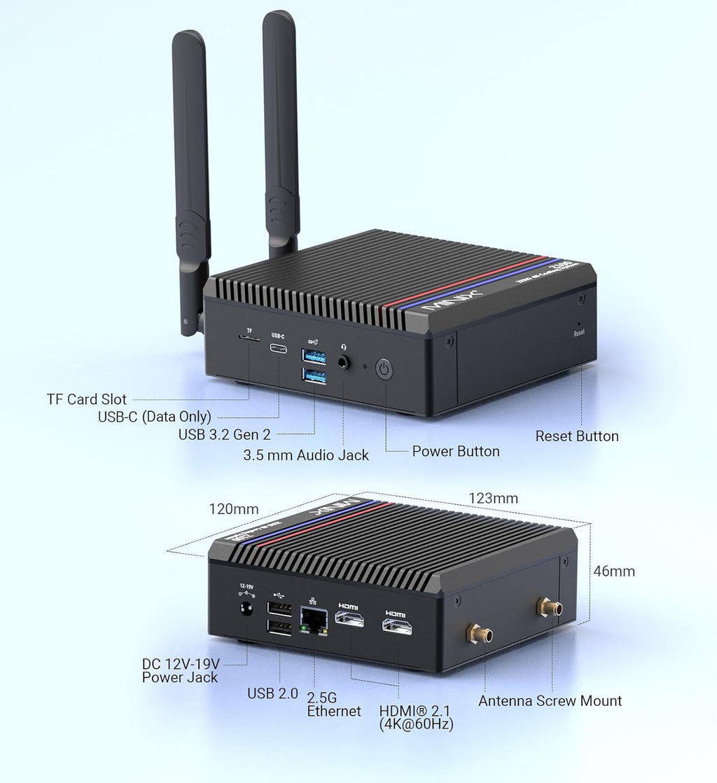 Fanless Mini PC, Intel 12th Gen N100, 16GB DDR4, 512GB SSD, Windows 11 Pro F34435