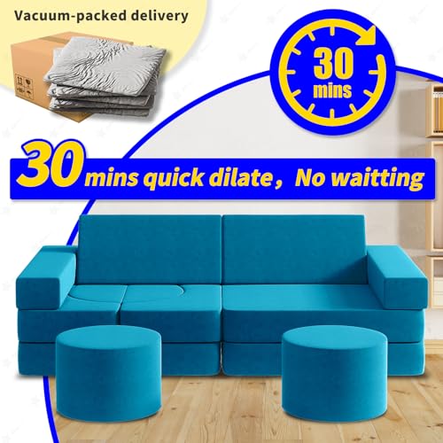 13PCS Modular Kids Play Couch (Blueberry, L) V578