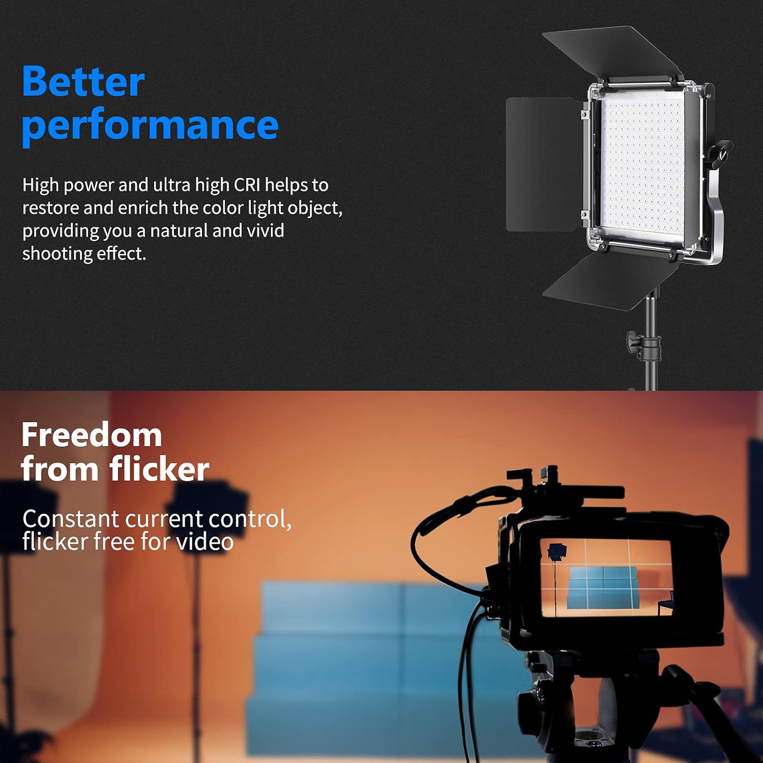 2-Pack Dimmable RGB LED Video Light Kit with Stands and Bag H58234