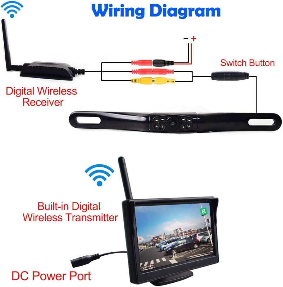 5 TFT LCD Monitor License Plate Backup Camera with 8 LED Night Vision R87014