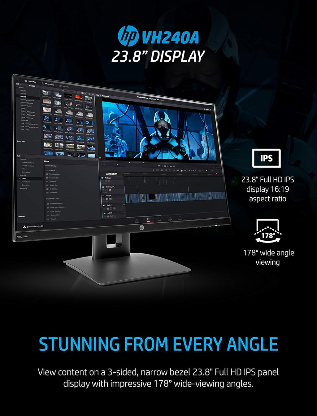 23.8-Inch Full HD 1080p IPS LED Monitor with Built-In Speakers and VESA Mounting, Black I181695