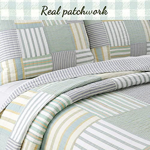 100% Cotton Reversible Patchwork Quilt Bedding Set Queen-3 Piece R7679