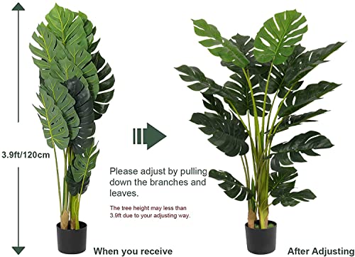 Artificial Monstera Deliciosa Plant 4ft Tall 15 Decorative Split Leaves Faux Swiss Cheese Plant H44173