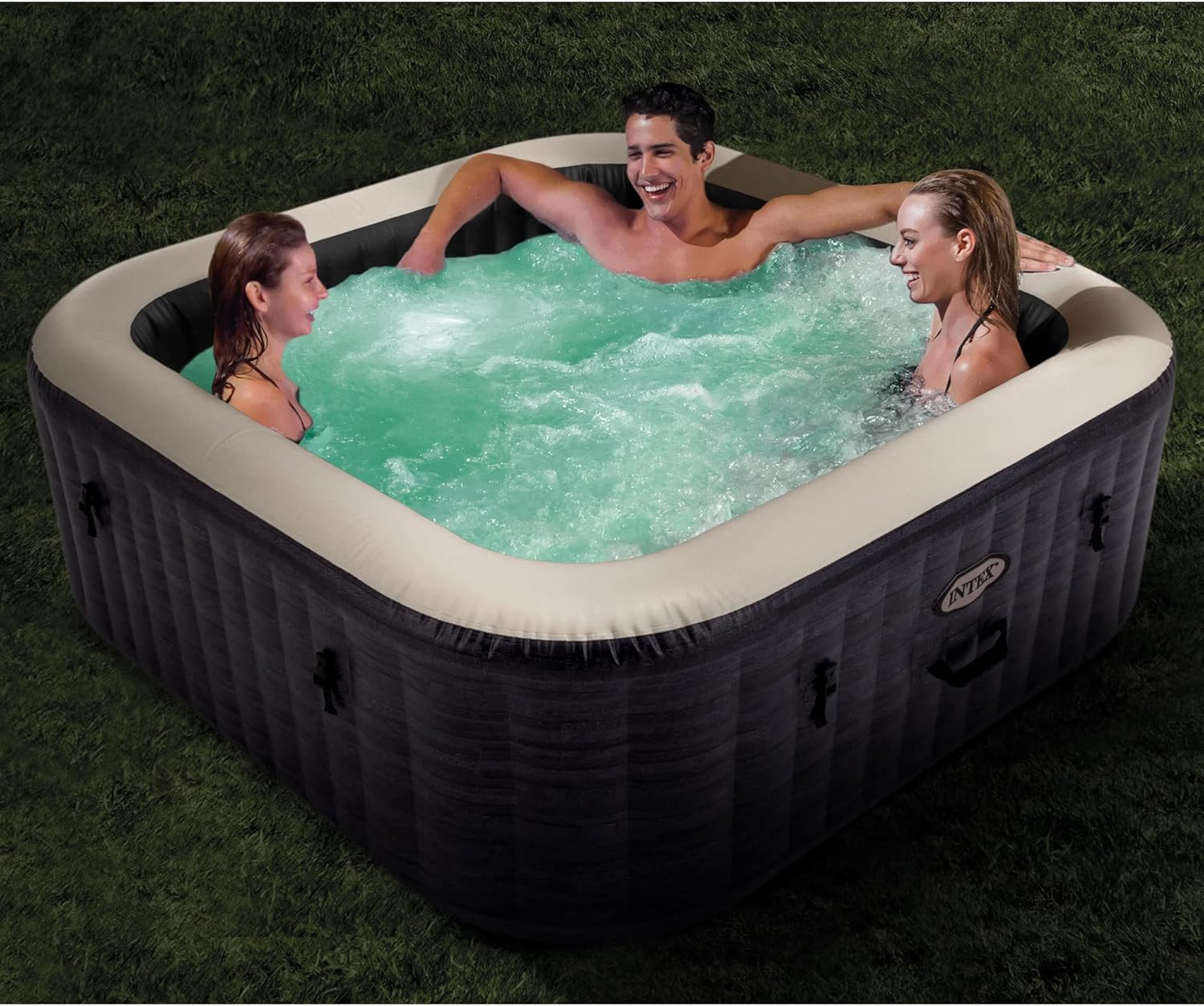 83x28" Inflatable Square Hot Tub Spa with LED Light Strip D519855