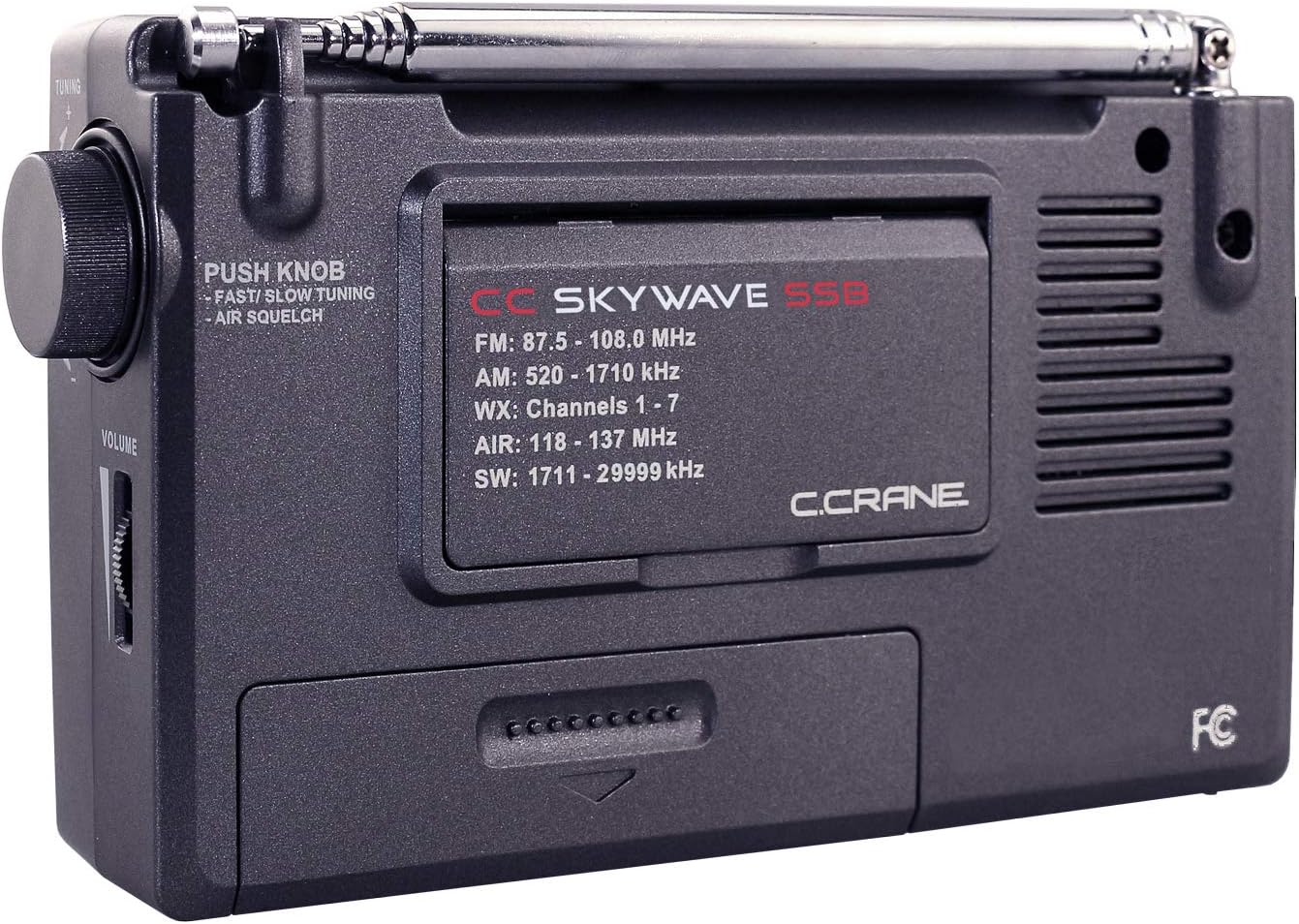 Small Battery Operated Portable Travel Radio with AM, FM, Shortwave, NOAA Weather + Alert, VHF Aviation Band and Single Side Bands E5543