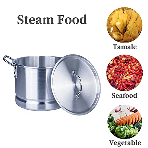 32 Quart Aluminum Tamale Steamer Pot with Steamer Rack and Tube W9749