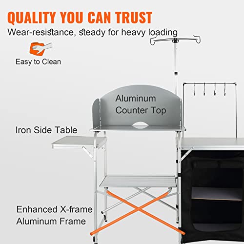 Brown Aluminum Folding Camping Kitchen Table with Storage Carrying Bag G9699