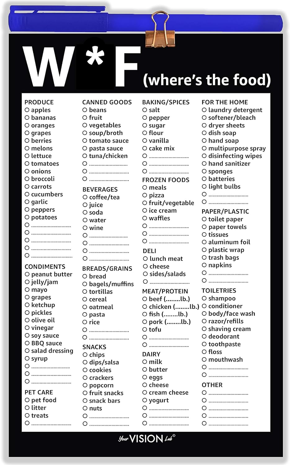 50 Sheets 8.5" x 5.5" Grocery List Pad with Fridge Magnet P256