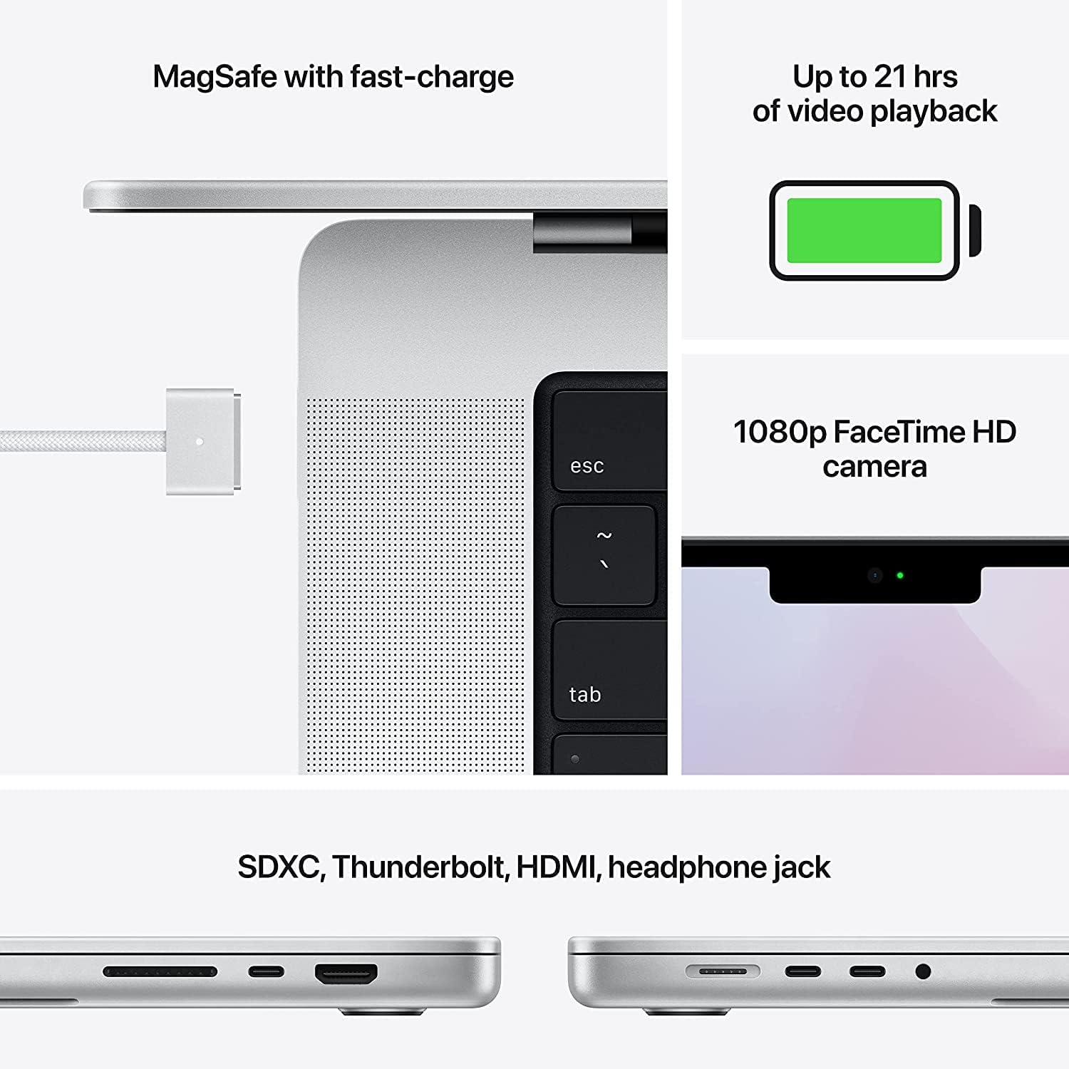 16 inch Silver MacBook Pro with M1 Pro chip, 16GB RAM, 512GB SSD E9889