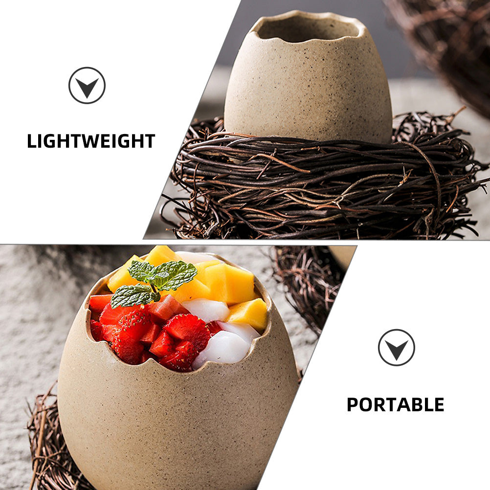 4 Sets Small Ceramic Vase Succulent Planter with Bird Nest B951451