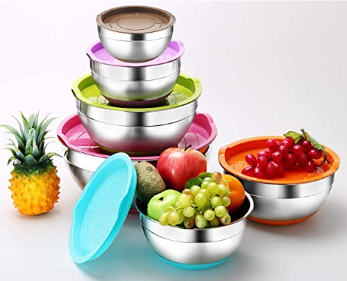 6 Piece Stainless Steel Mixing Bowls with Airtight Lids Y211