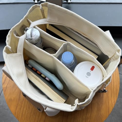 Canvas Tote Bag with Multiple Pockets U2946