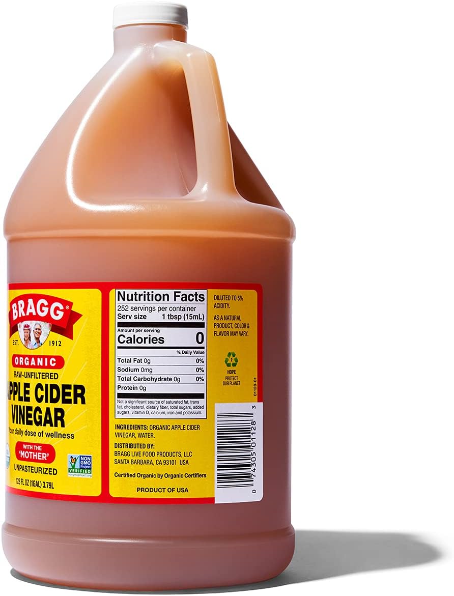 Organic Raw Unfiltered Apple Cider Vinegar 1 Gal (128oz) Liquid P922268