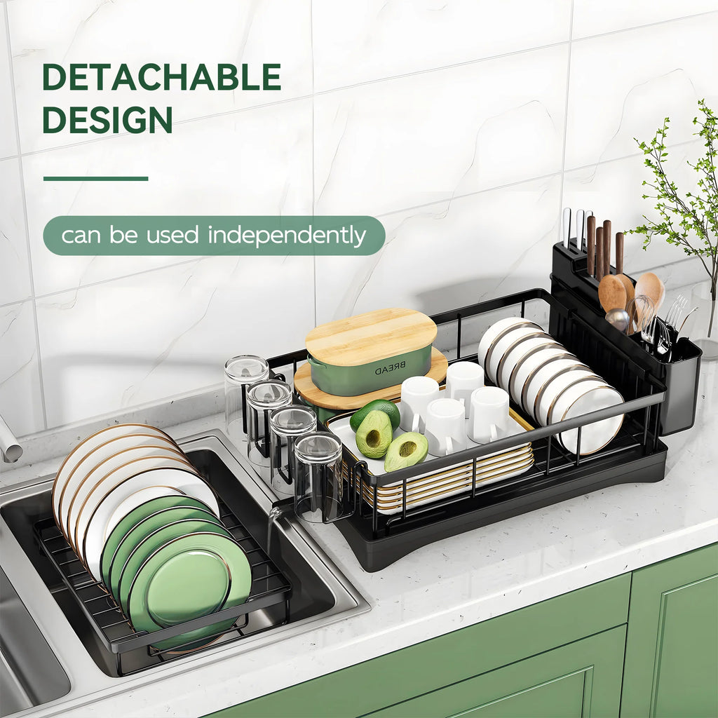 2 Tier Stainless Steel Dish Drying Rack with Drain Board B913
