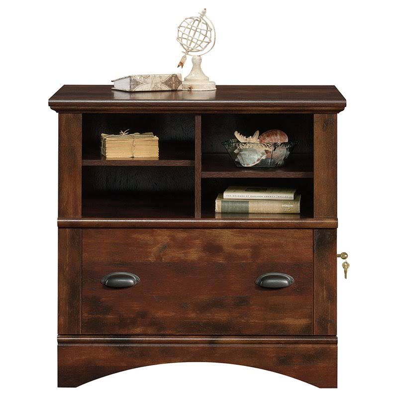 2 Piece Computer Desk with Hutch and File Cabinet Set in Cherry Q19833