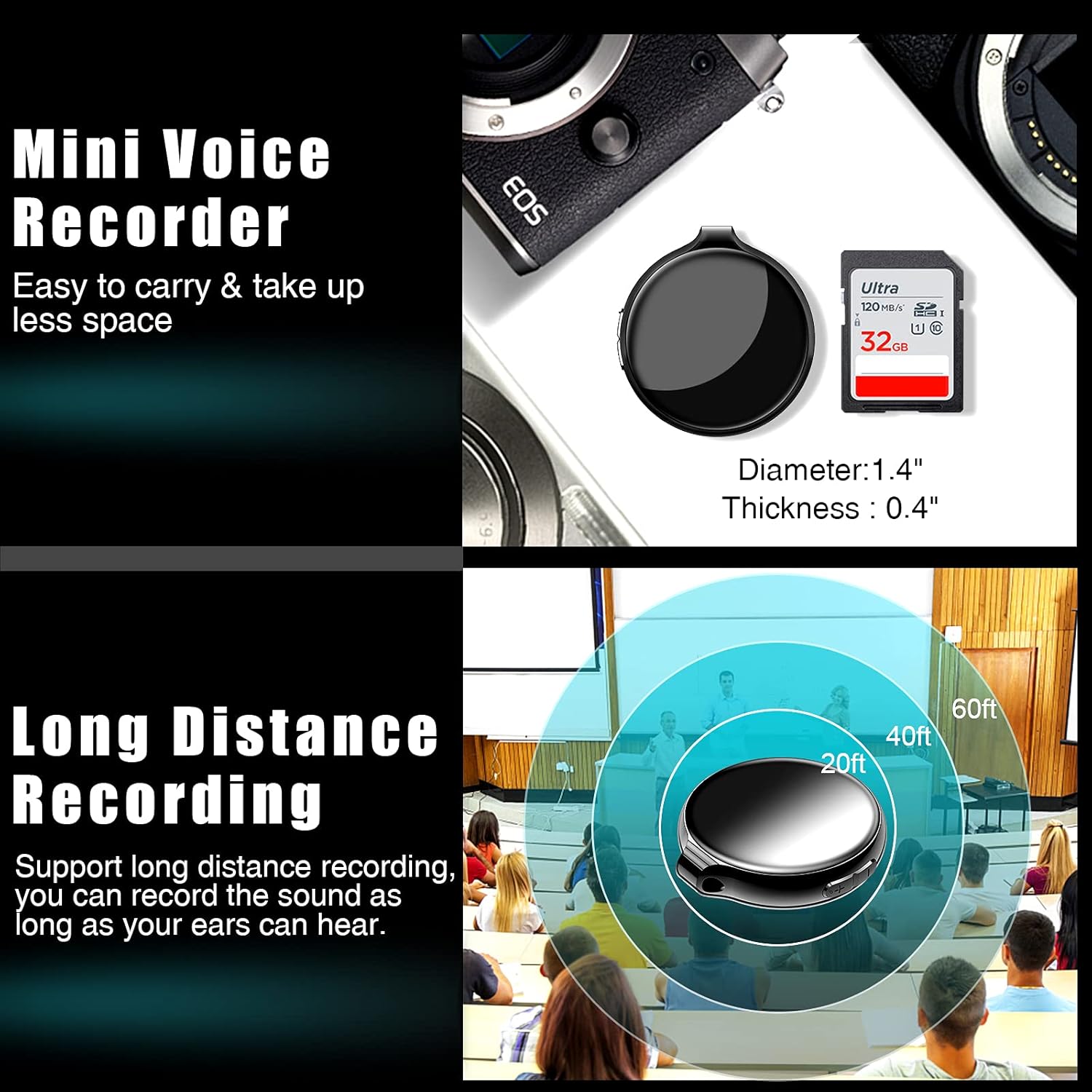 16GB Pack of 2 Slim Digital Voice Recorder E91687