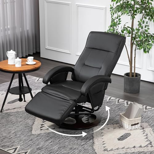 Gray Leather Swivel Recliner Chair with Adjustable Footrest T571915