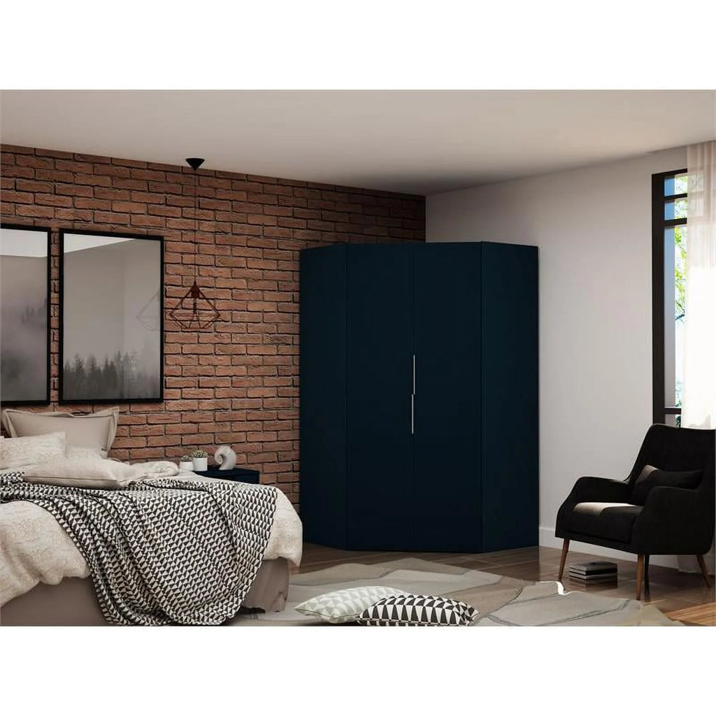 Midnight Blue Wood Corner Wardrobe Closet H794685