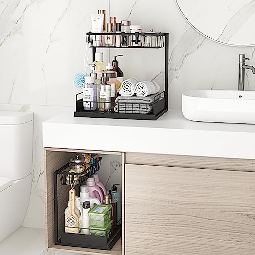 2-Pack Height Adjustable 2-Tier Pull Out Under Sink Organizer K38120