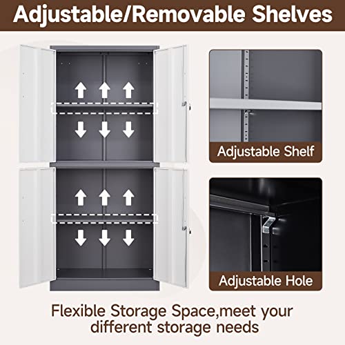 Black 72" Tall Steel Lockable Storage Cabinet with 2 Doors and 5 Adjustable Shelves M30463