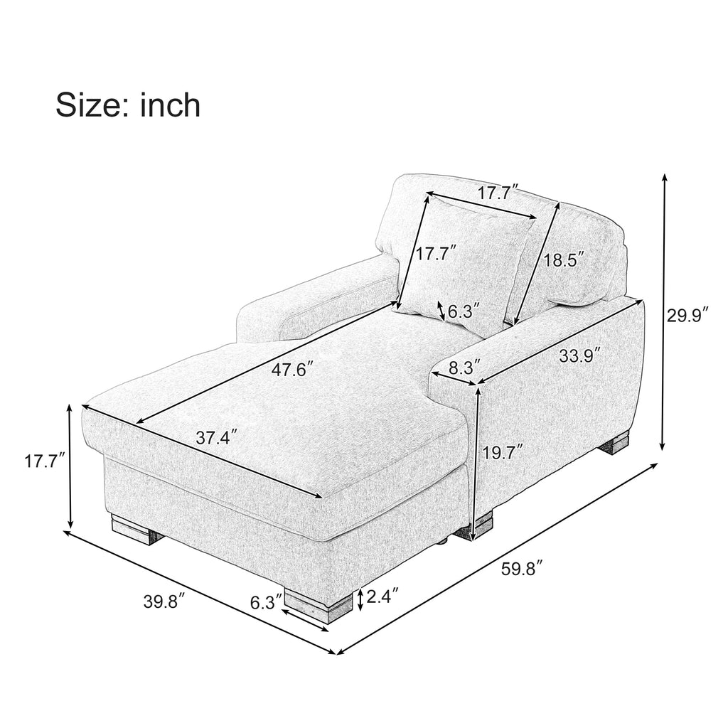 Gray Velvet Oversized Chaise Lounger Sleeper Sofa P467