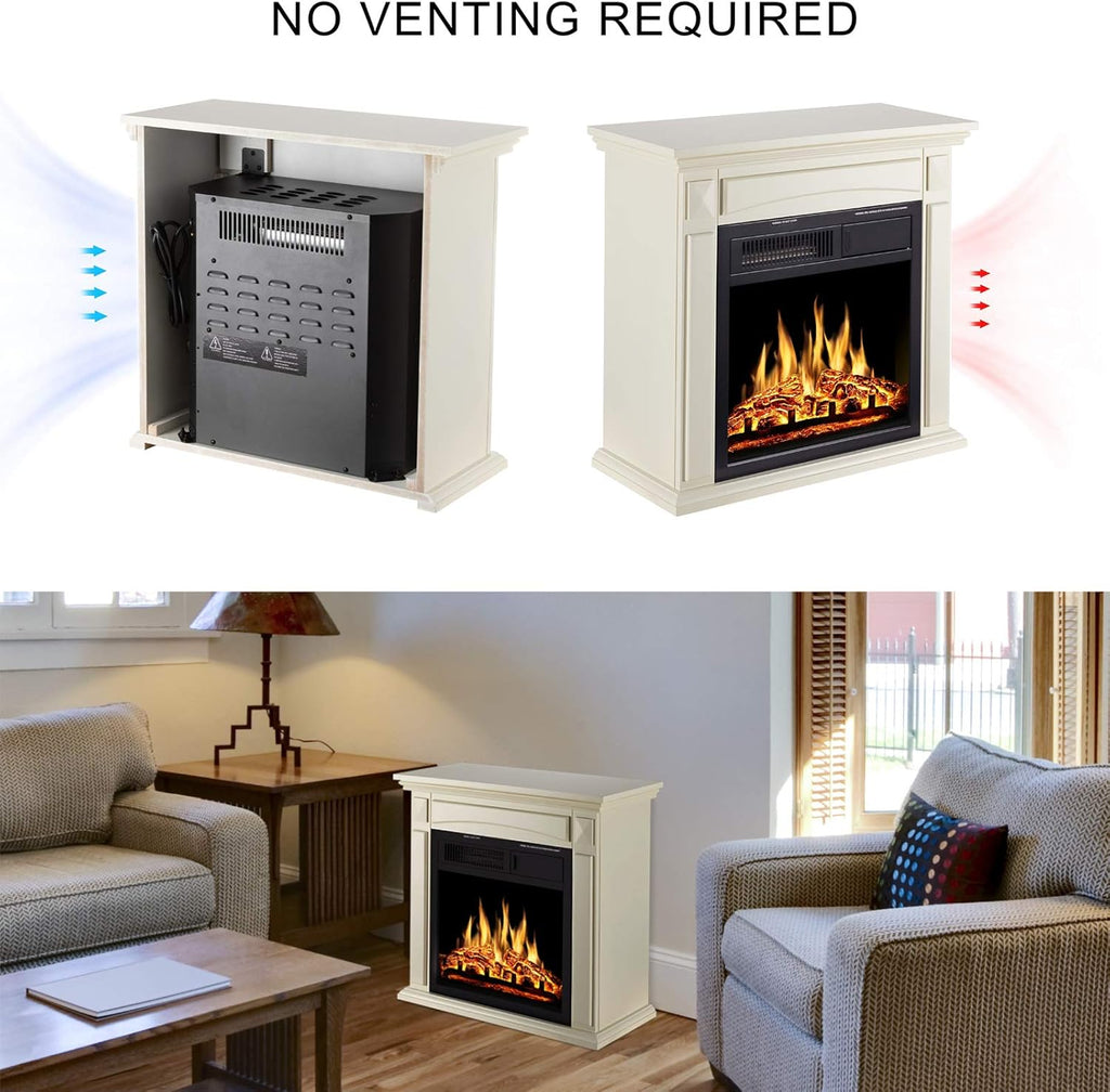 26’’ Electric Fireplace Heater with Remote Control, White S23153