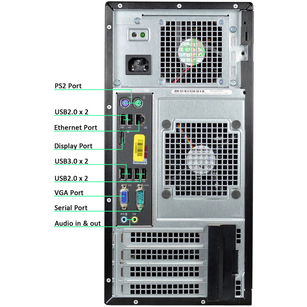 Restored Intel Core i5 16GB Ram 128GB SSD + 2TB HDD Desktop Tower PC W5580