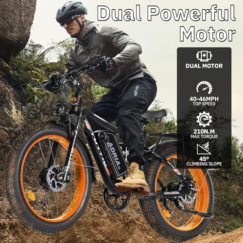 52V 30AH 26" Fat Tire Full Suspension Electric Mountain Bike T176
