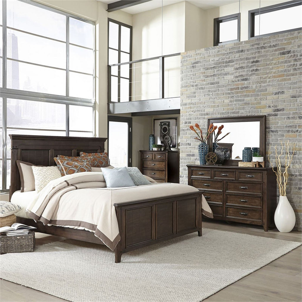 Queen Panel Bed and 9 Drawer Dresser M19000