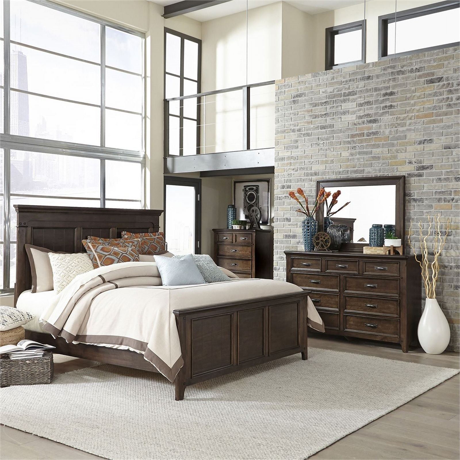 Queen Panel Bed and 9 Drawer Dresser M19000
