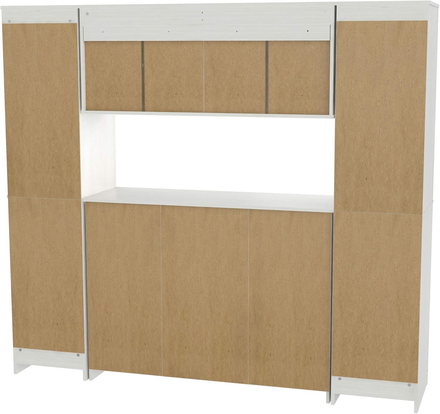 4-Piece Buffet Storage System with 2 Tall/Slim Cabinets, Washed Oak U577221