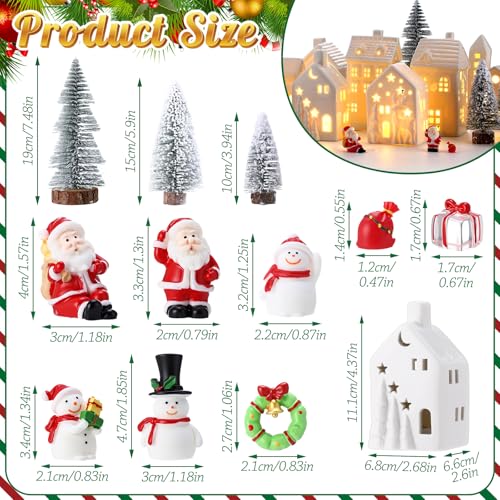 16 Pcs LED Ceramic Christmas Village Set E4798
