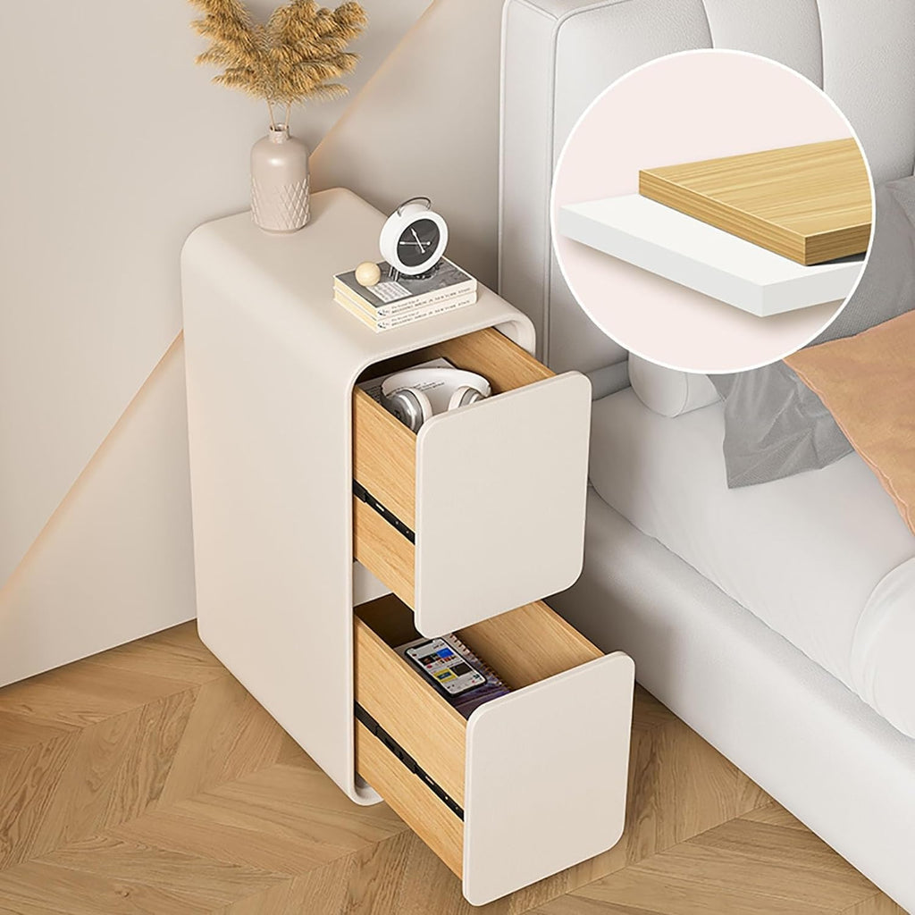 Extra Narrow Nightstand with 2 Solid Wood Drawers F3465