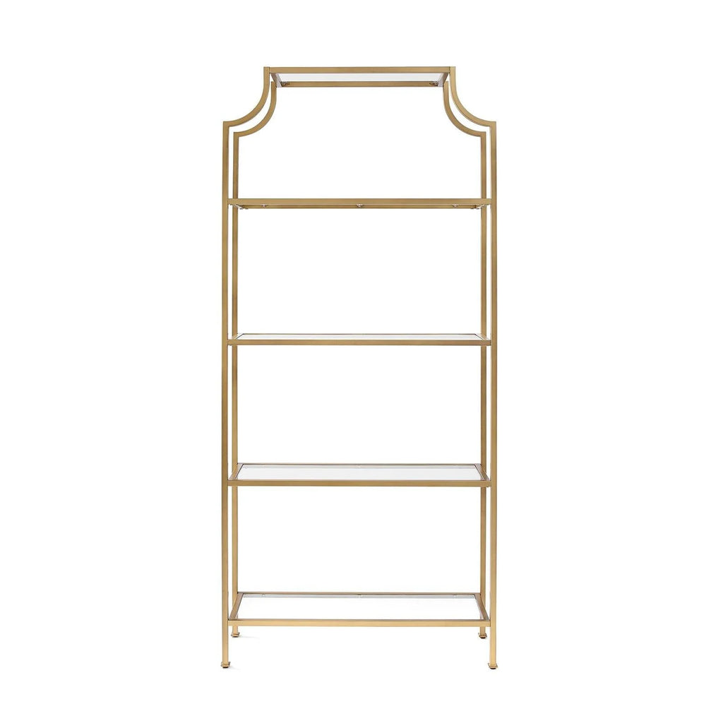 Antique Gold 4 Shelf Glass Metal Etagere Bookcase C473633