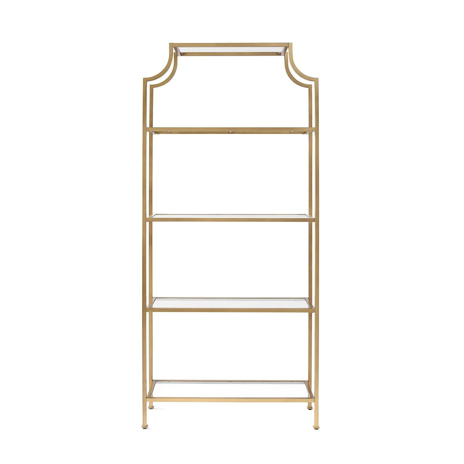 Antique Gold 4 Shelf Glass Metal Etagere Bookcase C473633