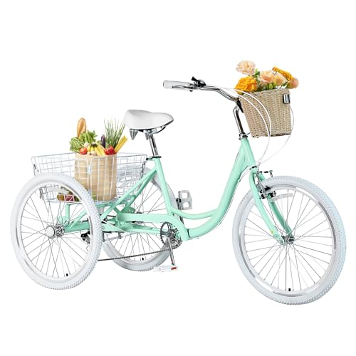 7 Speed 20/24/26 inch Three-Wheeled Bicycle with Basket W131