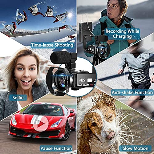 4K 48MP Camcorder with 3" Touch Screen, 2 Batteries, 32GB Card R196