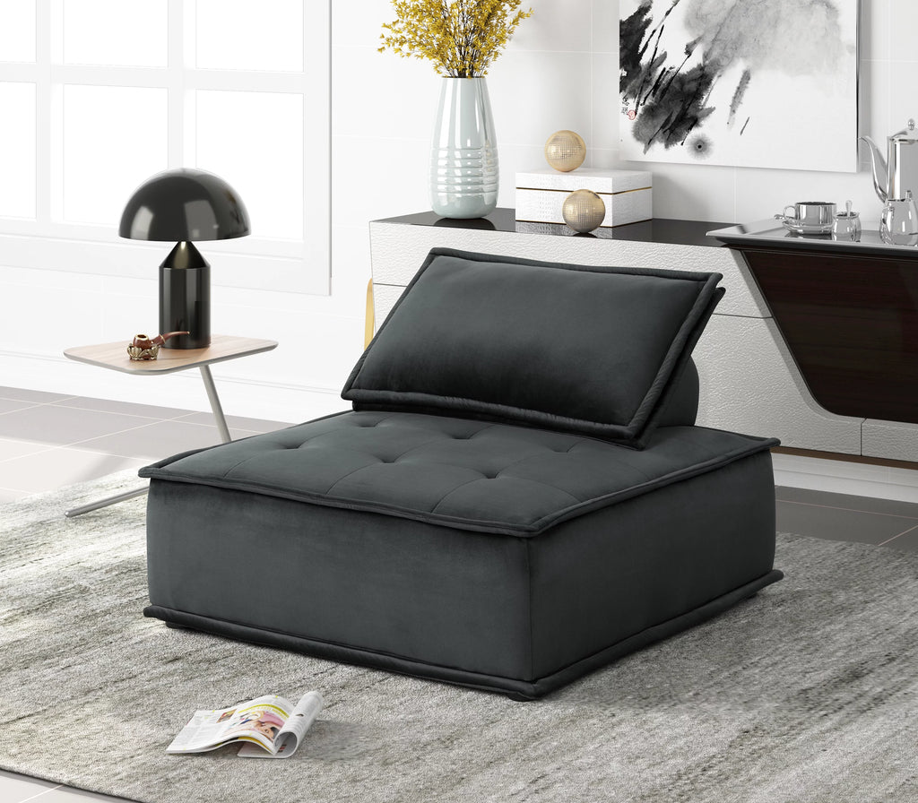 Armless Lounge Chair with Tufted Seat and Removable Cushion Cover Z1726