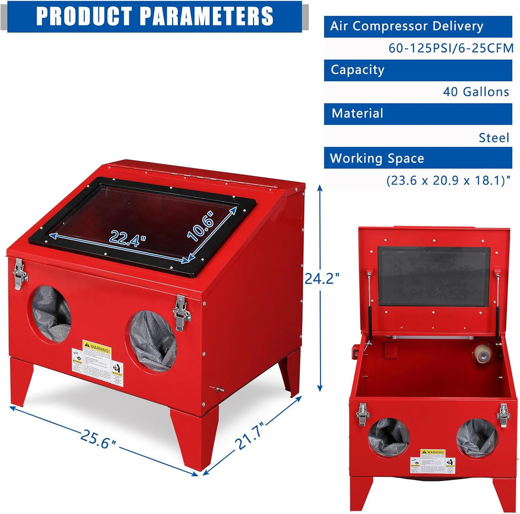40 Gallon Portable Bench Top Sand Blasting Cabinet with Spray Gun U502161