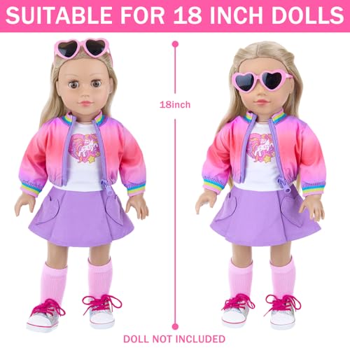 18 Inch Doll Clothes and Makeup Accessories Set with Rainbow Backpack O189