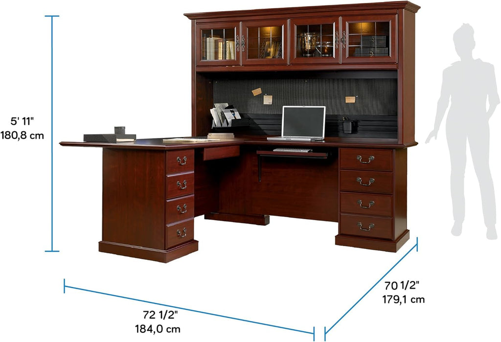 L-Shaped Desk with Hutch, Classic Cherry G828