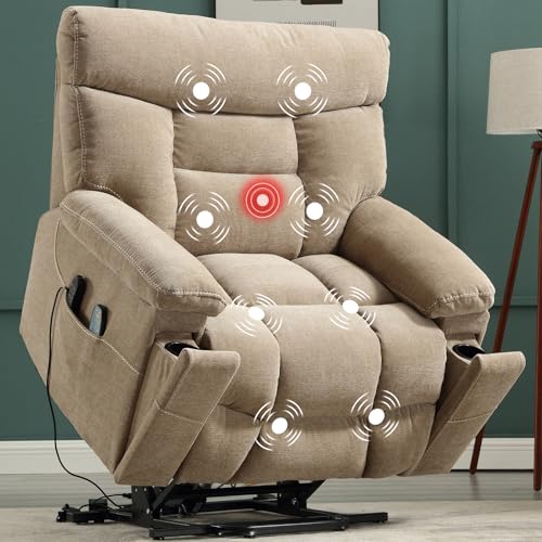 Grey Fabric Power Lift Recliner Chair with Heated Massage and USB Port S69369