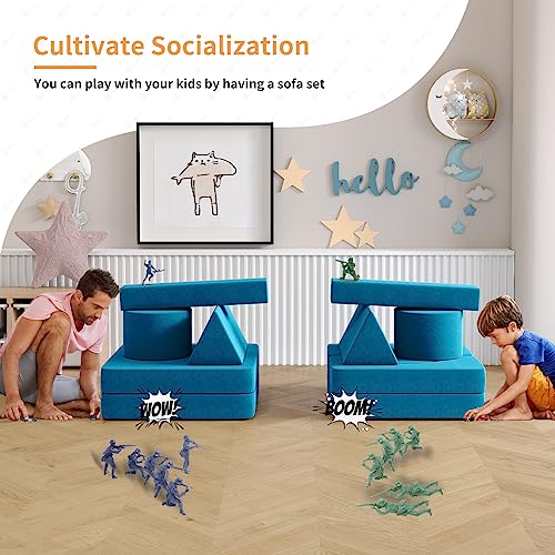 13PCS Modular Kids Play Couch (Blueberry, L) V578