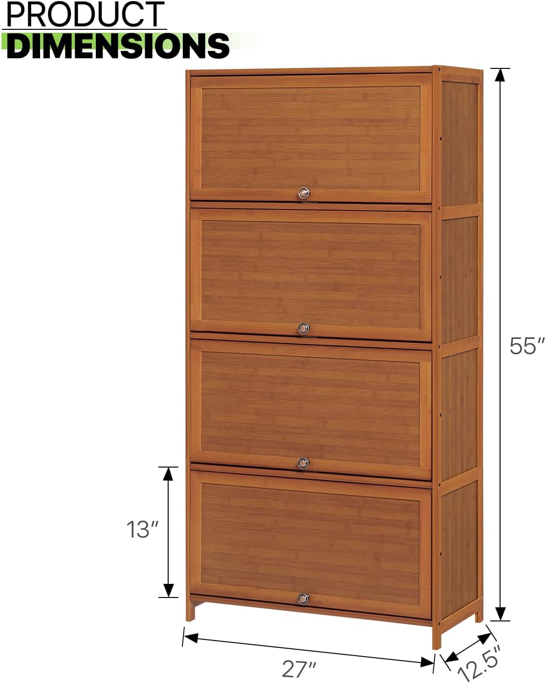 Bamboo 8 Tier Shoe Shelf Storage Rack with Flip Doors C6573