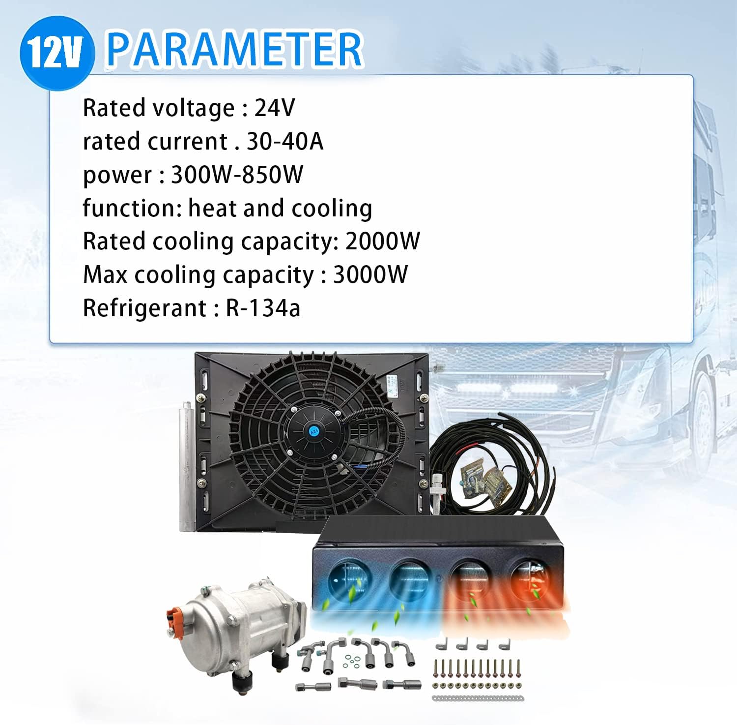 12V DC Under Dash Car Air Conditioner H758438