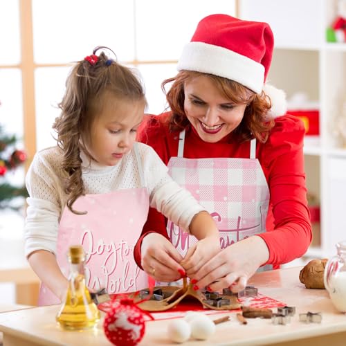 4Pcs Pink Christmas Kitchen Cooking Aprons B951
