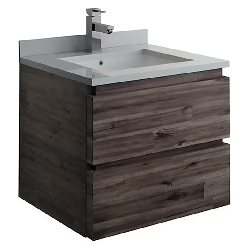 24 Inch Wall Hung Bathroom Vanity with Quartz Countertop and Ceramic Sink Q62254